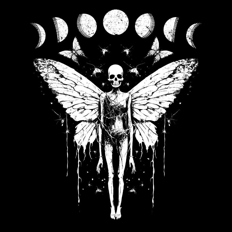 Fairycore squelette phases de lune fée Grunge gothique