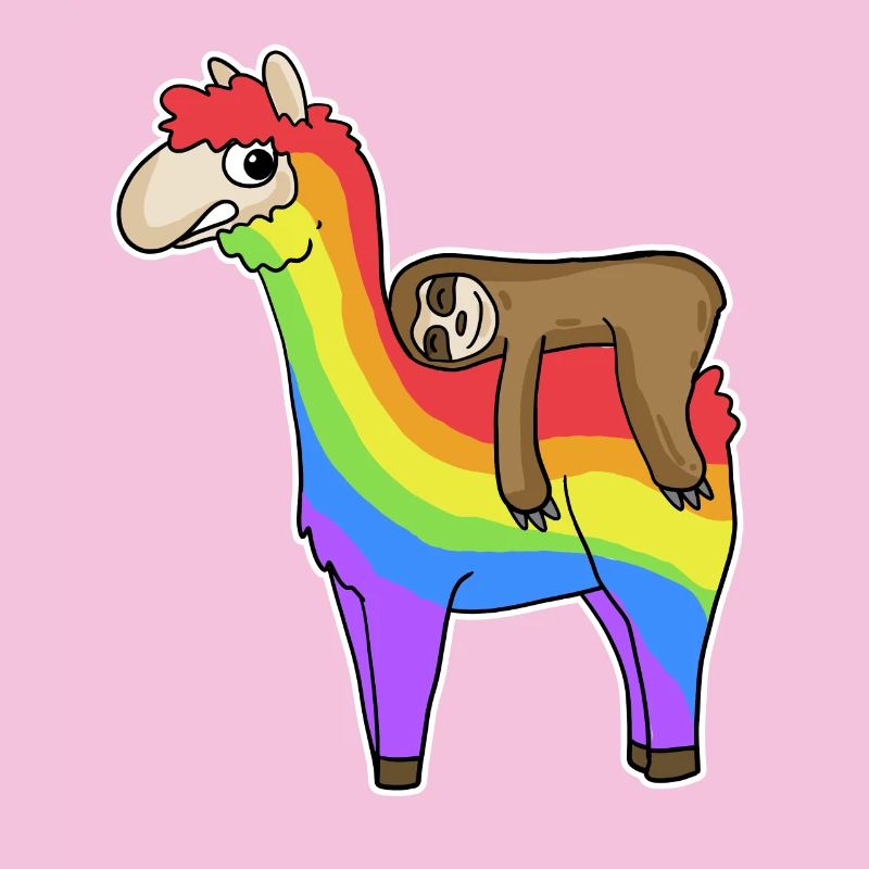 Alpaca Sloth Rainbow Christmas
