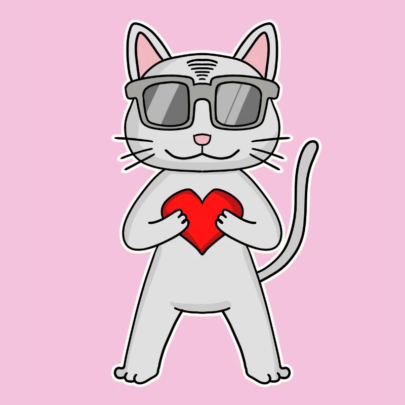 Chat avec coeur et lunettes - Devon Rex