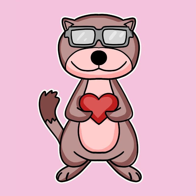 Weasel with heart and glasses