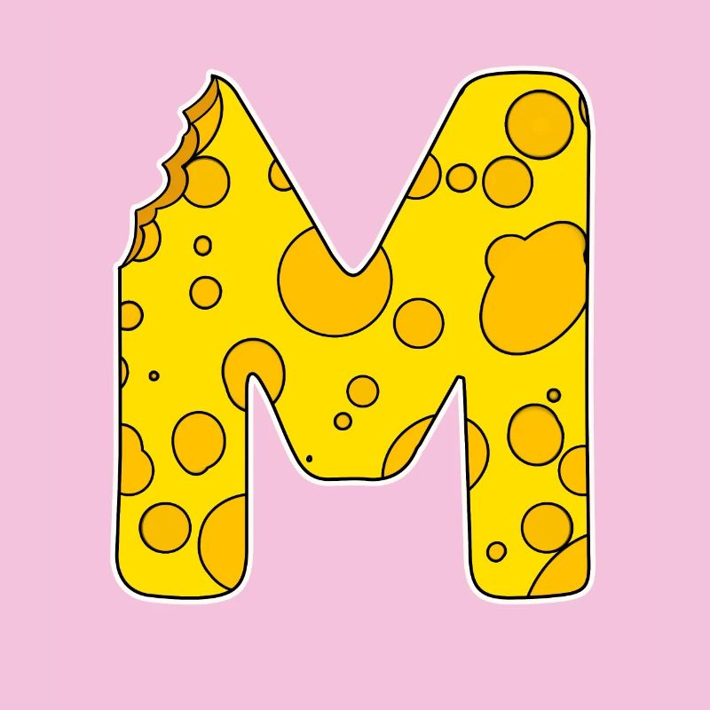 Lettre M - Lettre initiale M - Motif fromage