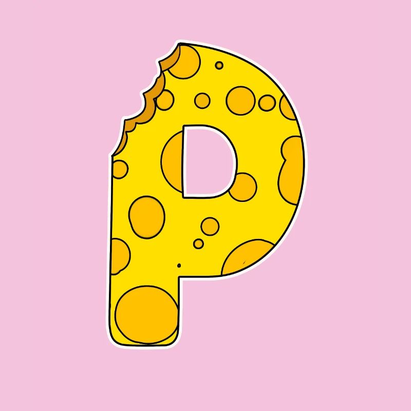 Letter P - Initial Letter P - Cheese Motif
