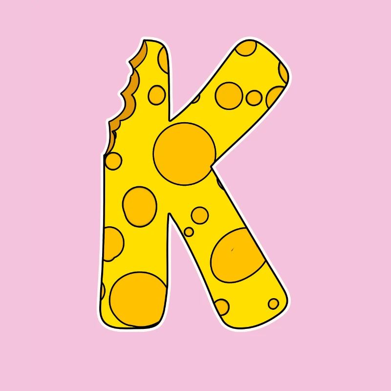 Lettre K - Lettre initiale K - Motif Fromage