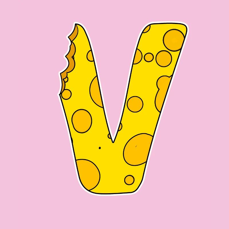 Letter V - Initial Letter V - Cheese Motif