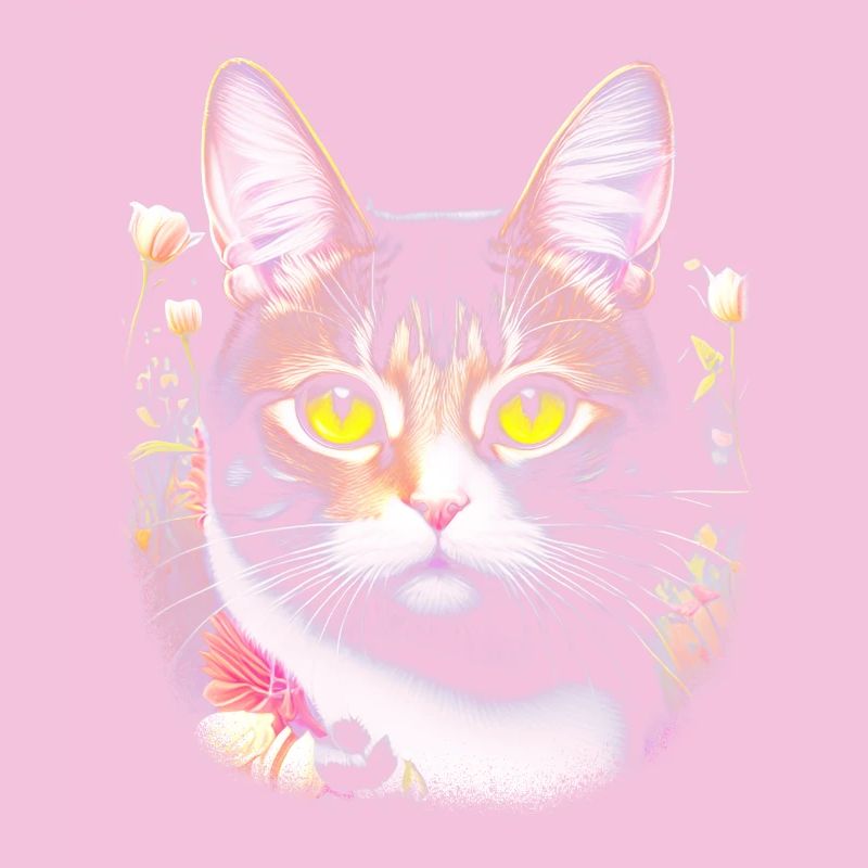 Chat mignon comme portrait avec des fleurs