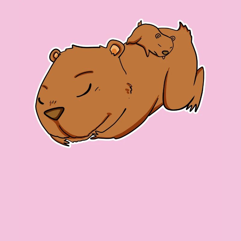 Famille - Capybara avec bébé Capybara