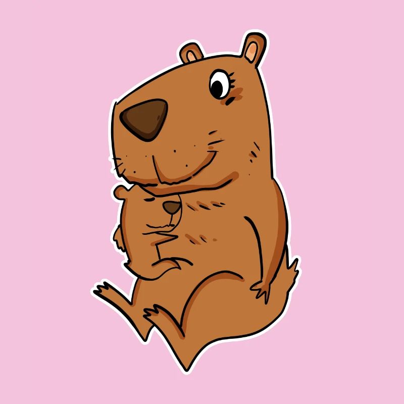 Famille - Capybara avec bébé Capybara