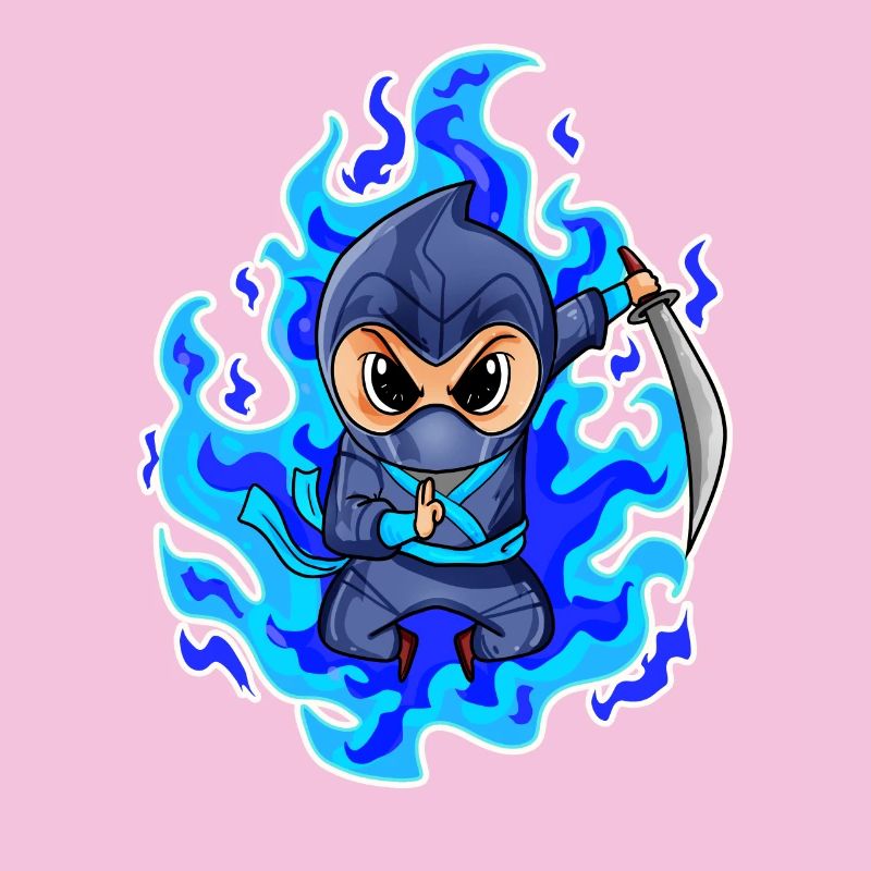 Motif Ninja Bleu Feu