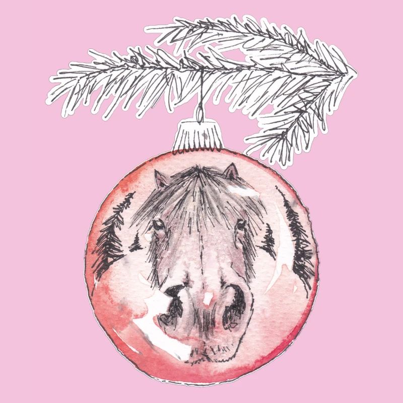 Weihnachtskugel Merry Christmas rot Pferd