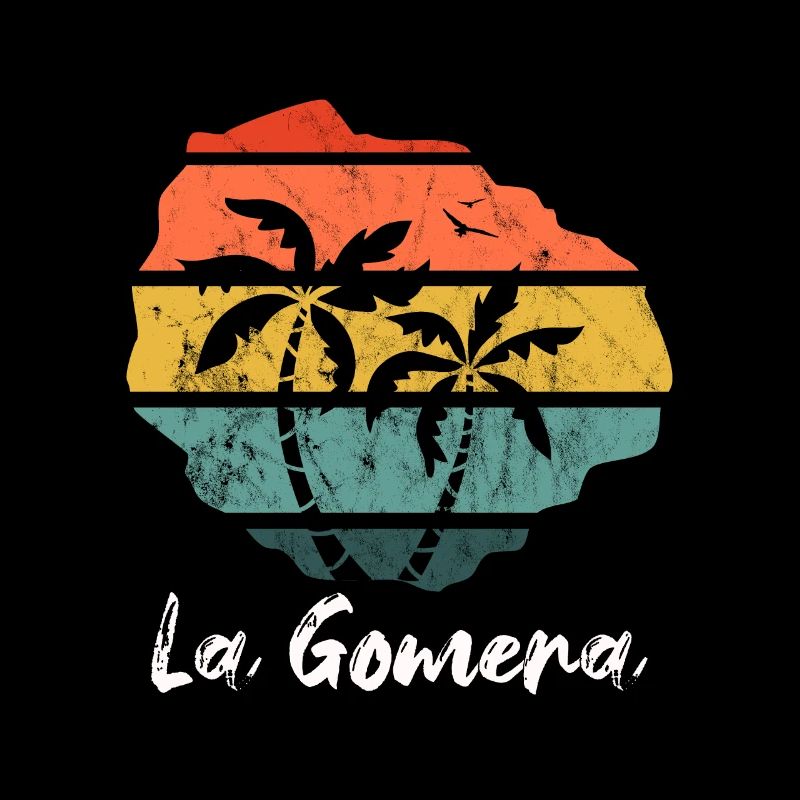 La Gomera outline map Canary Islands retro vintage