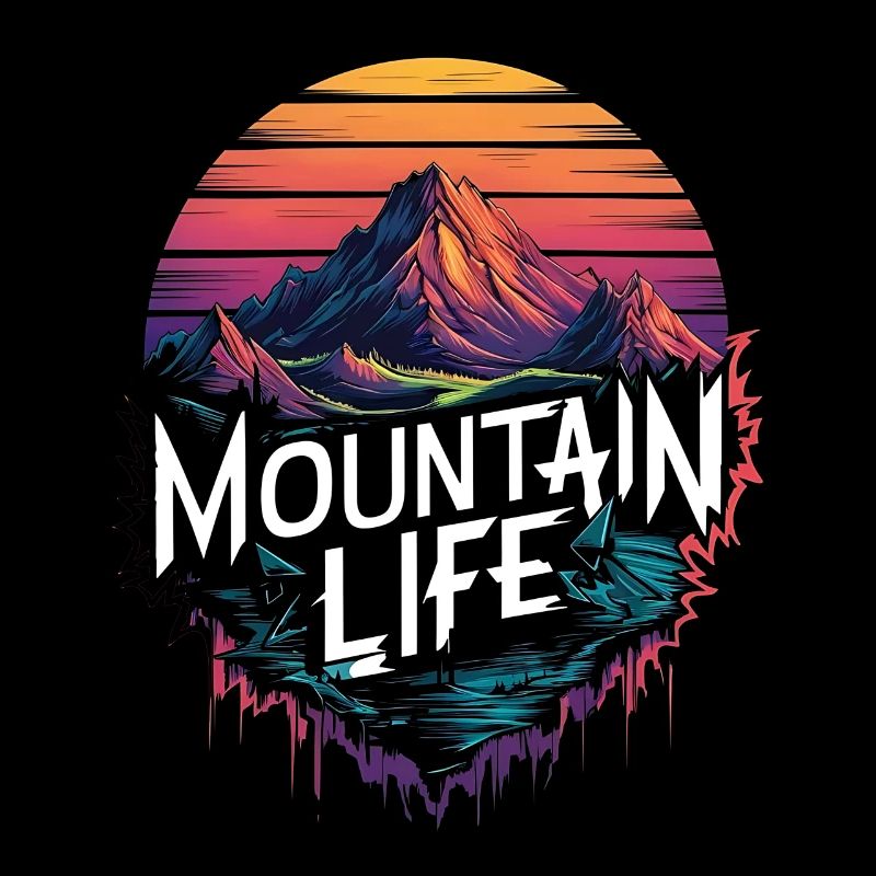 Mountain Life Retro Sunset Design