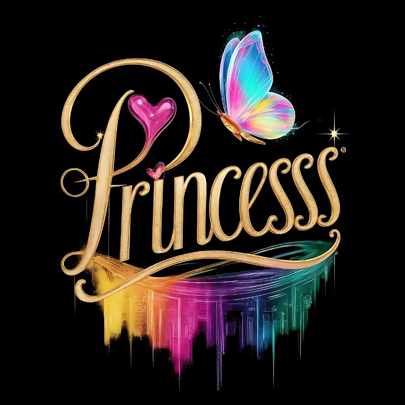 Princesse enchanteresse avec arc-en-ciel et papillon