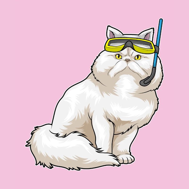 Chat persan Plongée Snorkel