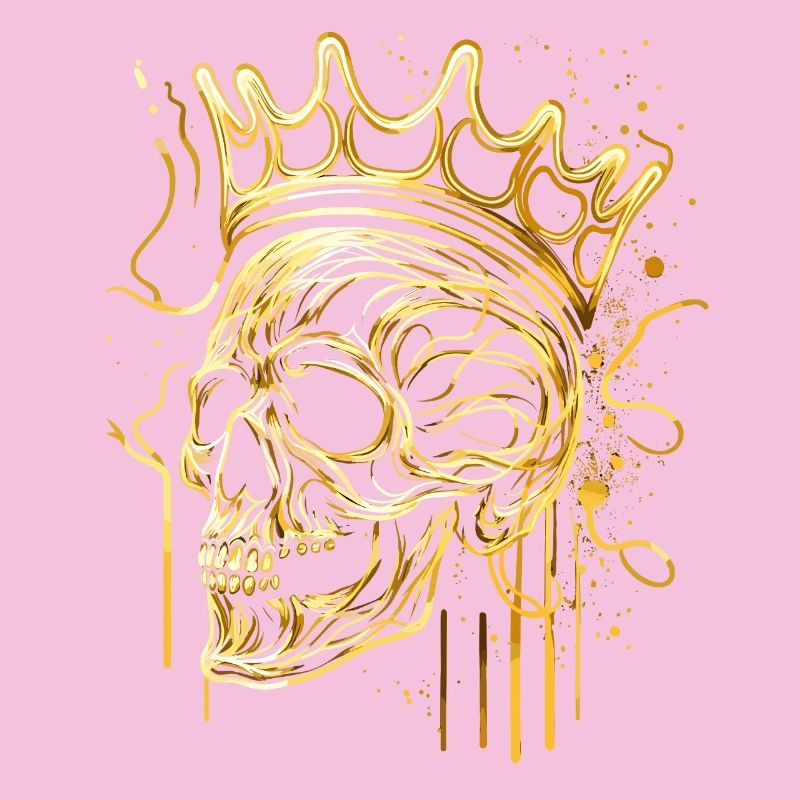 Skull Golden Skull with Crown Abstract