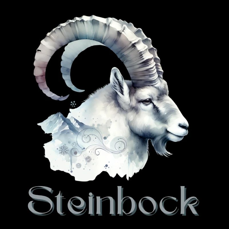 Elegantes Steinbock Sternzeichen Aquarell Geschenk