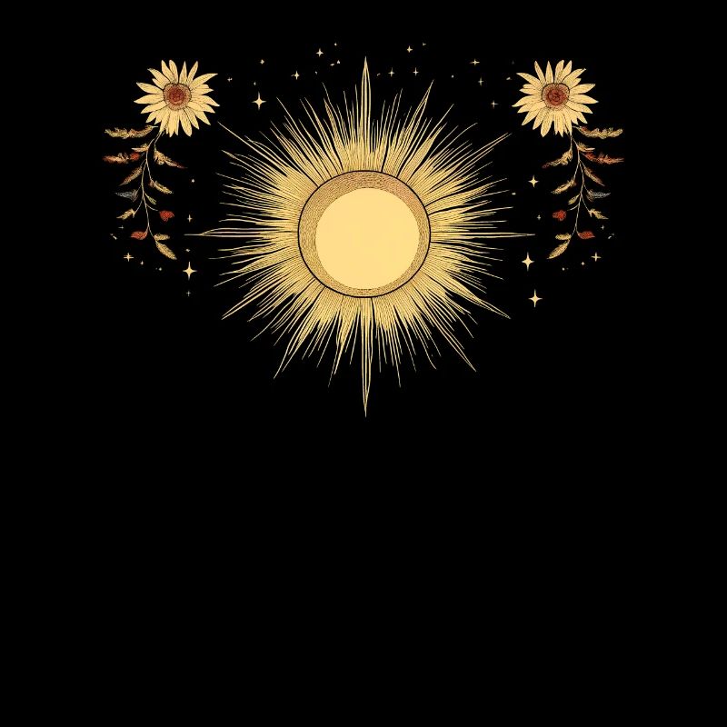 Boho Sonne Bohemian Blumen Blüten Grafik Geschenk