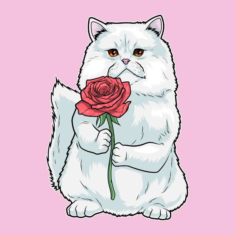 Chat Persan Rose Fleurs