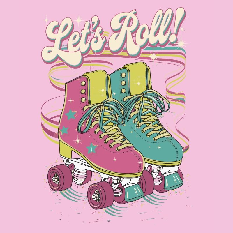 Let's Roll Buntes Retro-Rollschuh-Design