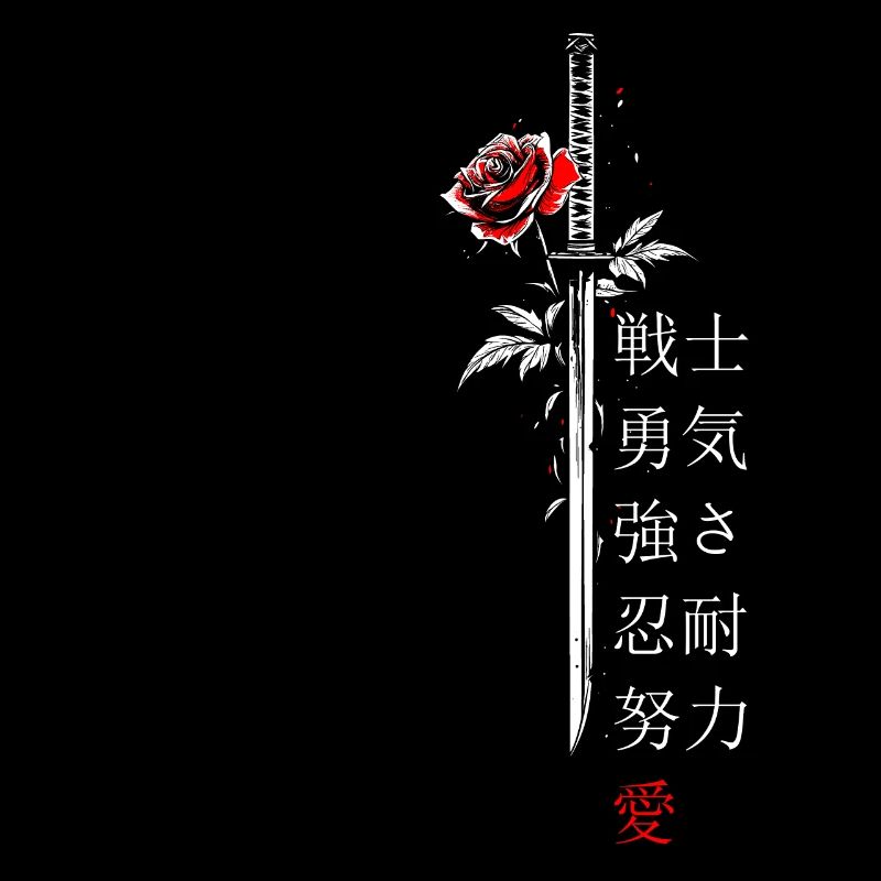 Schwert Rose Japan Schriftzeichen Geschenk