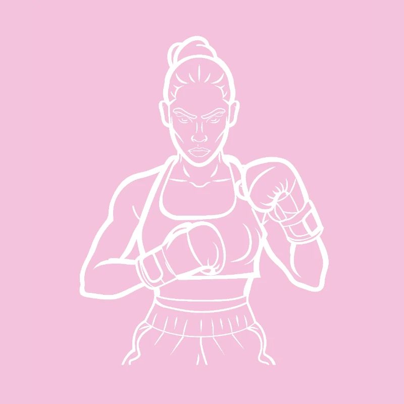 Dessin au trait de boxeuse féminine
