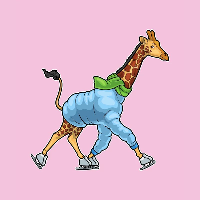 Giraffe Eislaufen Schlittschuhe