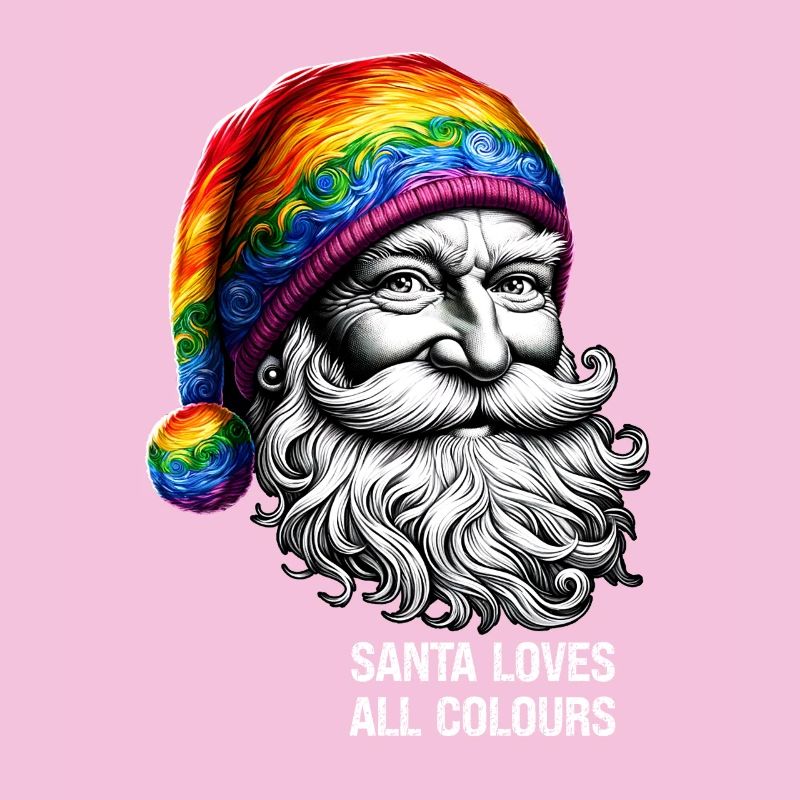 Lebendiger Weihnachtsmann mit Regenbogenhut
