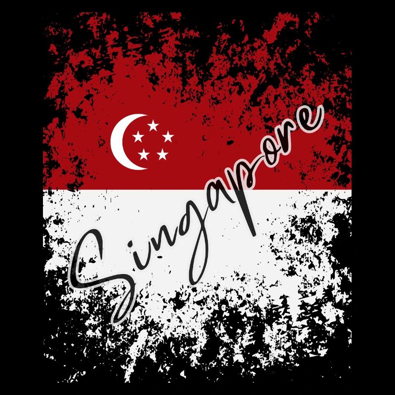 Grunge Drapeau de Singapour, j’aime Singapour