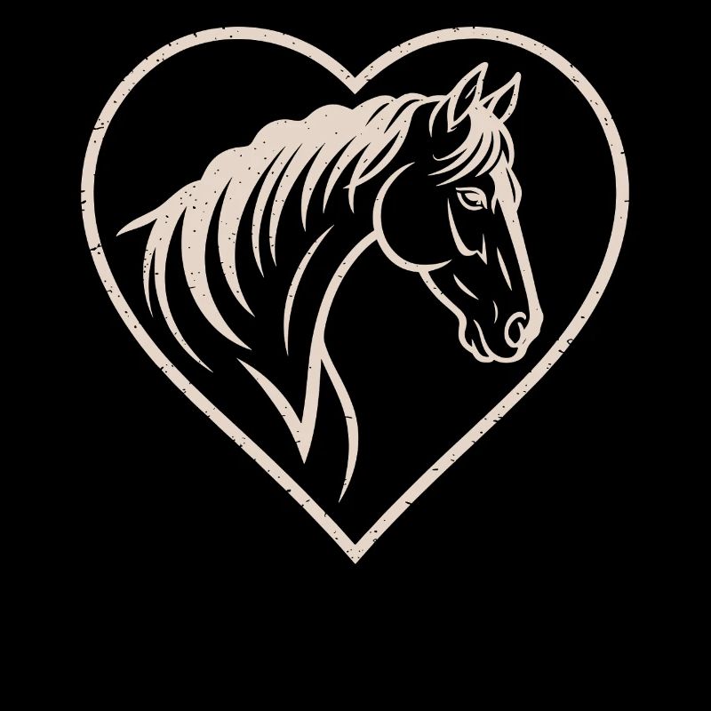 Silhouette de cœur et de cheval
