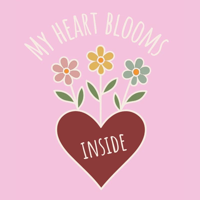 Fleurs en forme de cœur avec un dicton positif