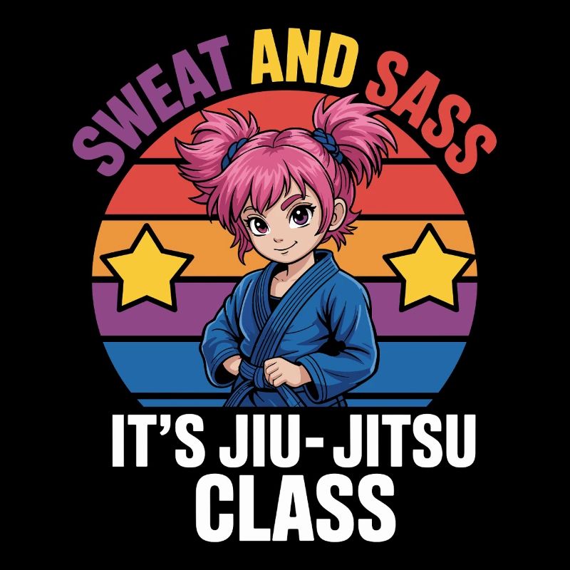Conception de motivation de Jiu-Jitsu avec un personnage d’anime