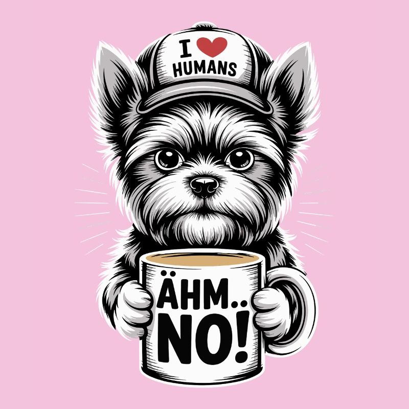 Yorkshire Terrier Funny Dog with Coffee Cup