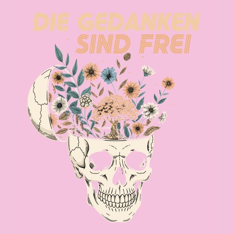 Blumen im Schädel mit Botschaft