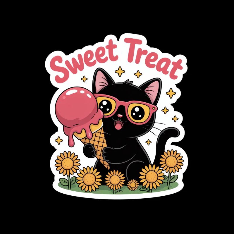 Sweet Treat Schwarze Katze Mit Eis Sommer