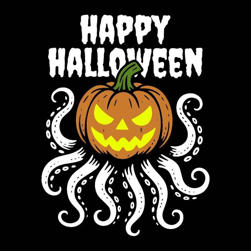 Happy Halloween - Octopus Pumpkin with Tentacles