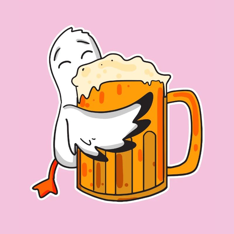 Niedliche Möwe mit Bierglas