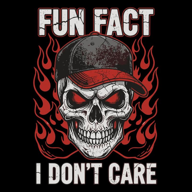 Crâne avec casquette de baseball et motif de feu