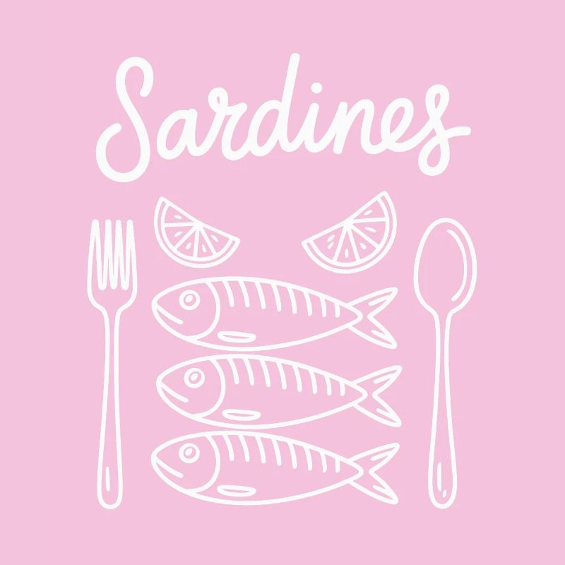 Ligne de sardines avec couverts