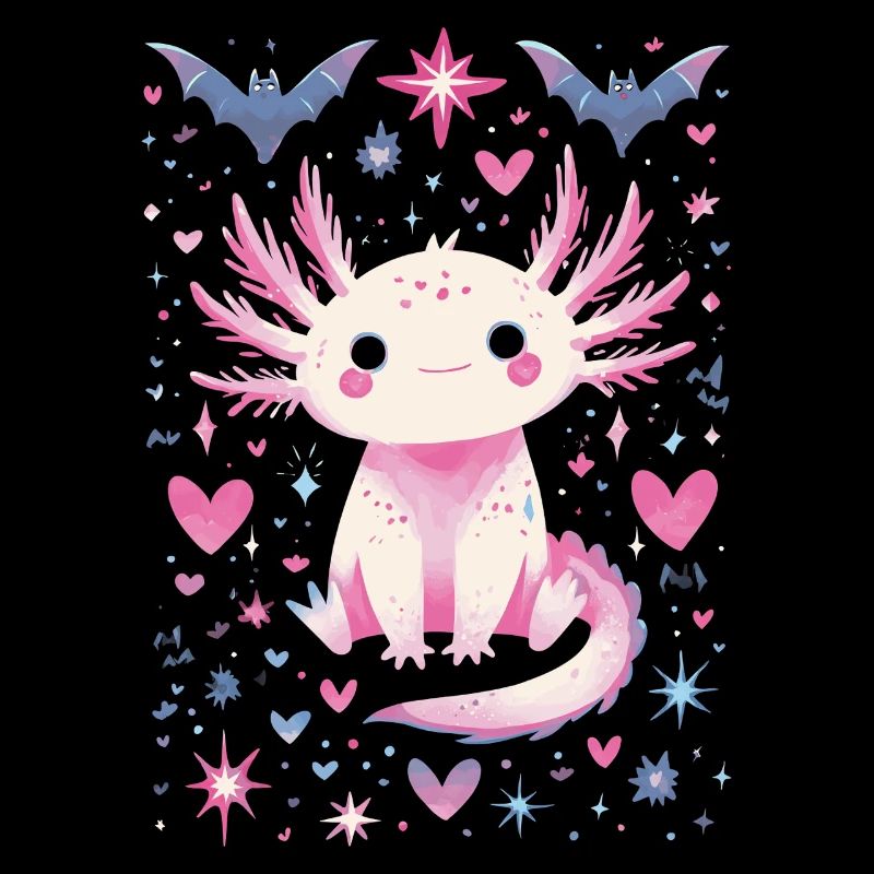 Mignon axolotl pastel goth fans,