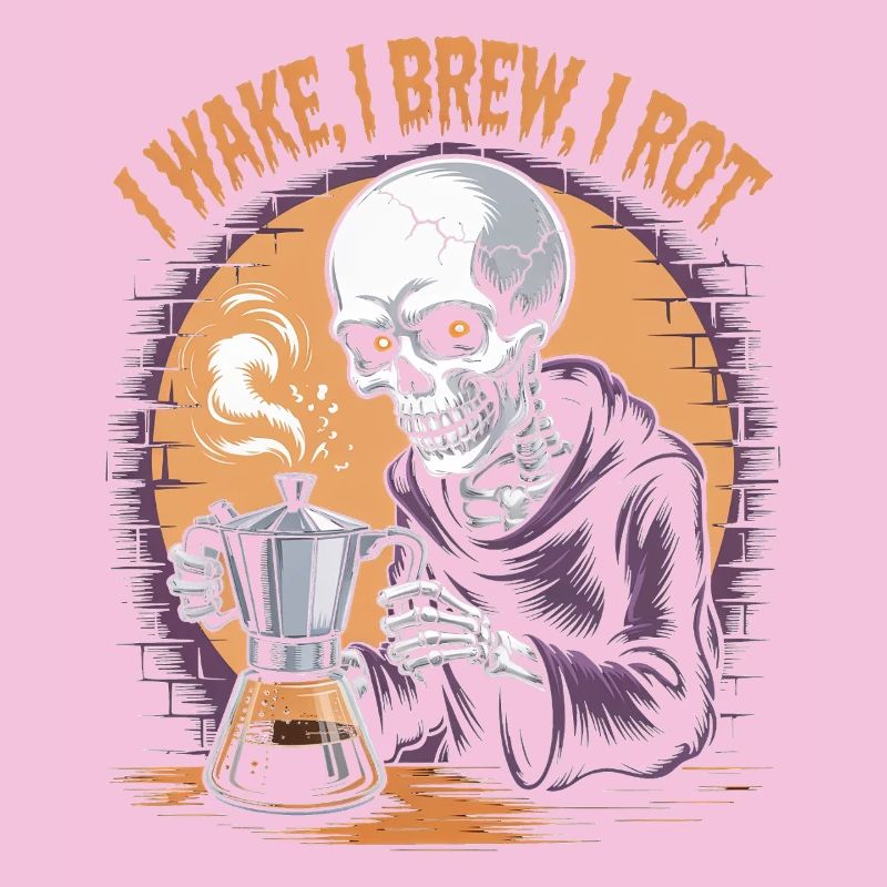 Wake, Brew, Rot Skelett Kaffee Halloween Design