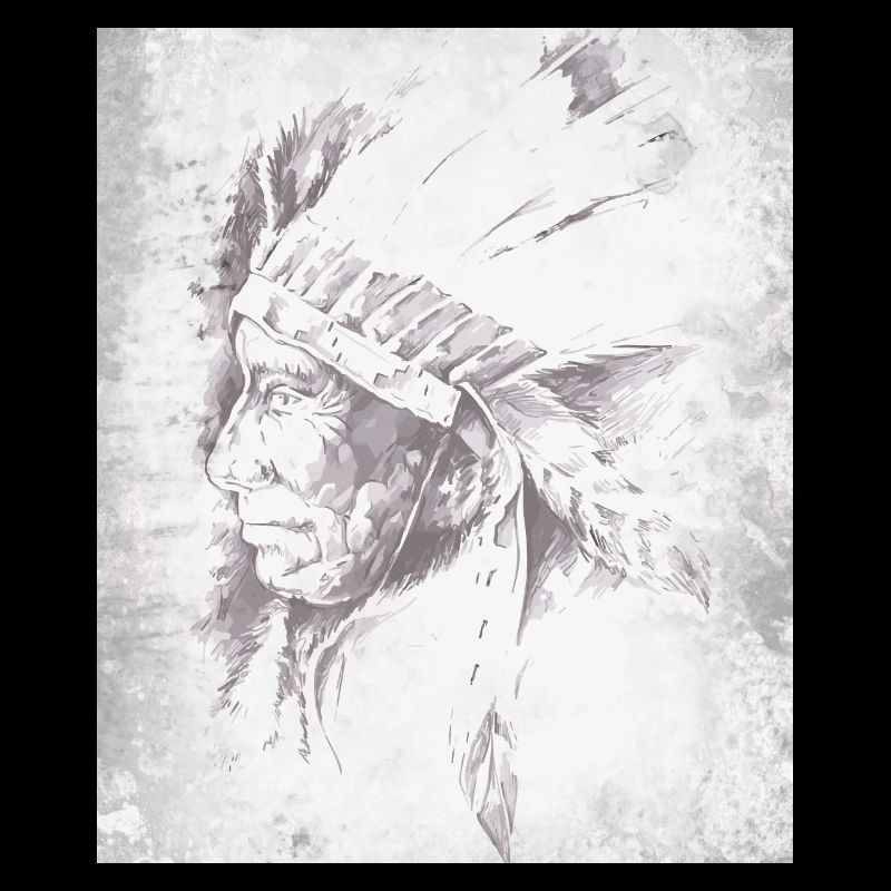 Chef indigène en plumes gris