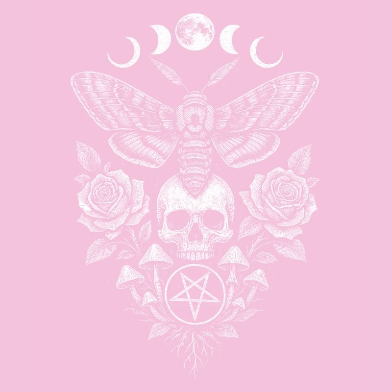 moth with skull moon phases occultism occult