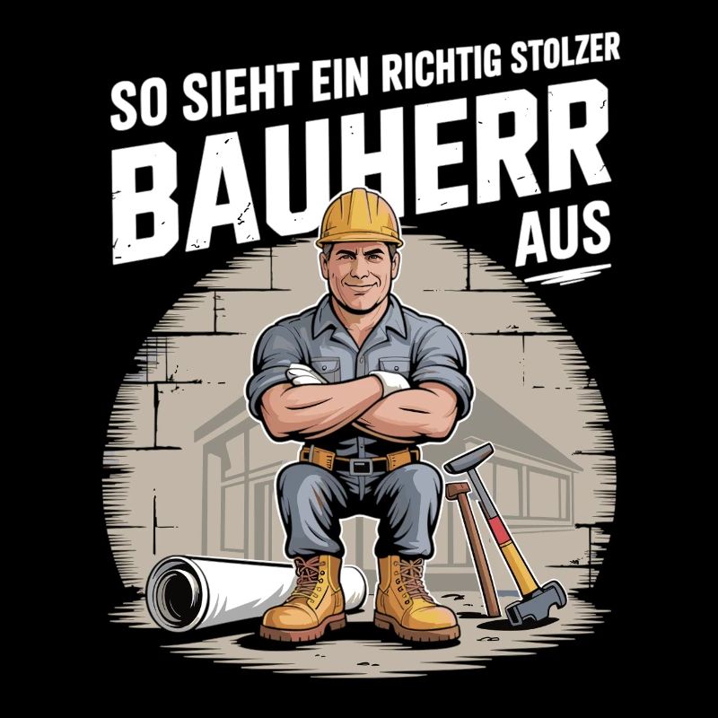 Stolzer Bauherr mit Helm & Werkzeug