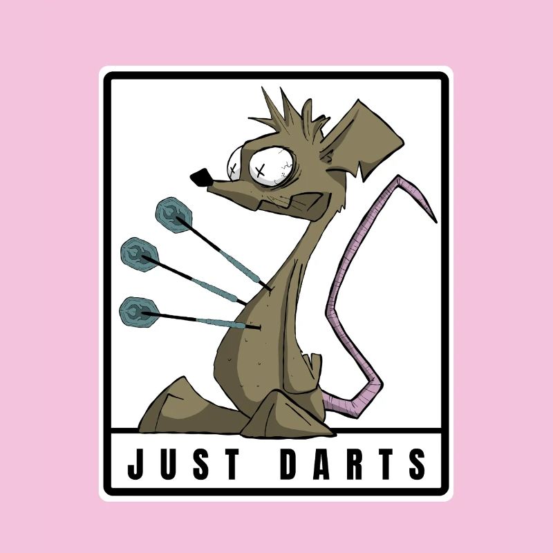 Funny darts comic motif. JUST DARTS