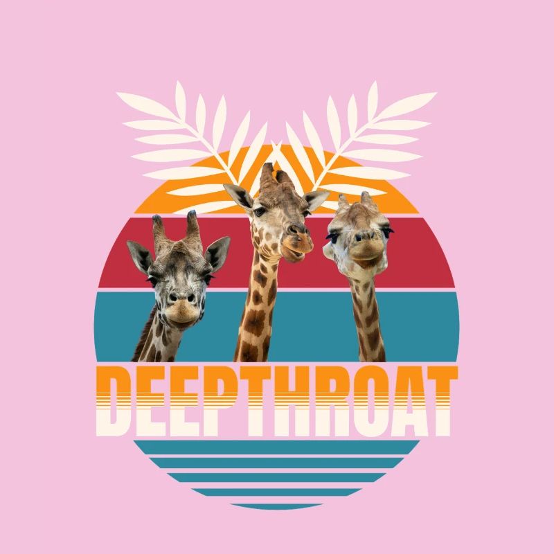 Girafes dans un coucher de soleil rétro DEEPTHROAT
