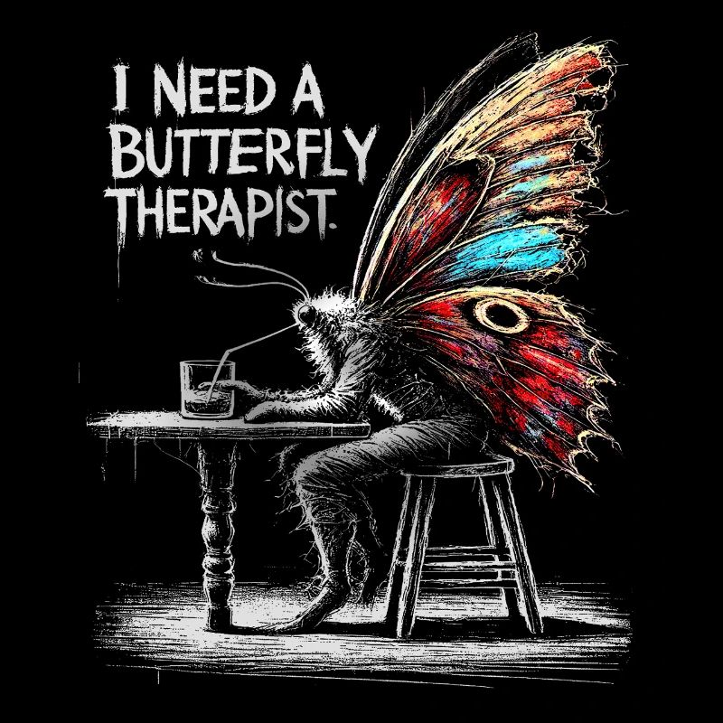 Butterfly Therapist Funny Moth Bar Art Tee