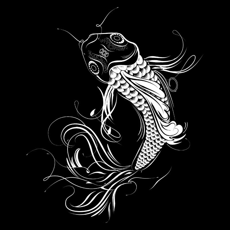 Imaginative koi with ornamental lines