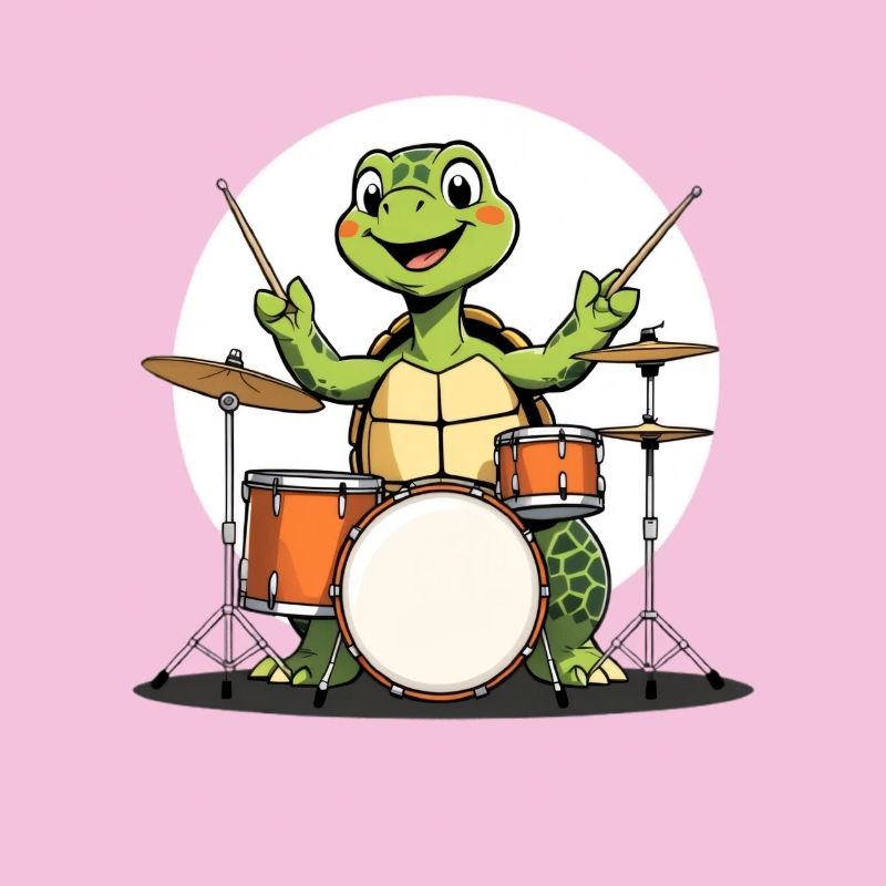 Turtle on the drum set