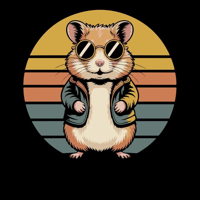 Hamster avec lunettes de soleil style rétro