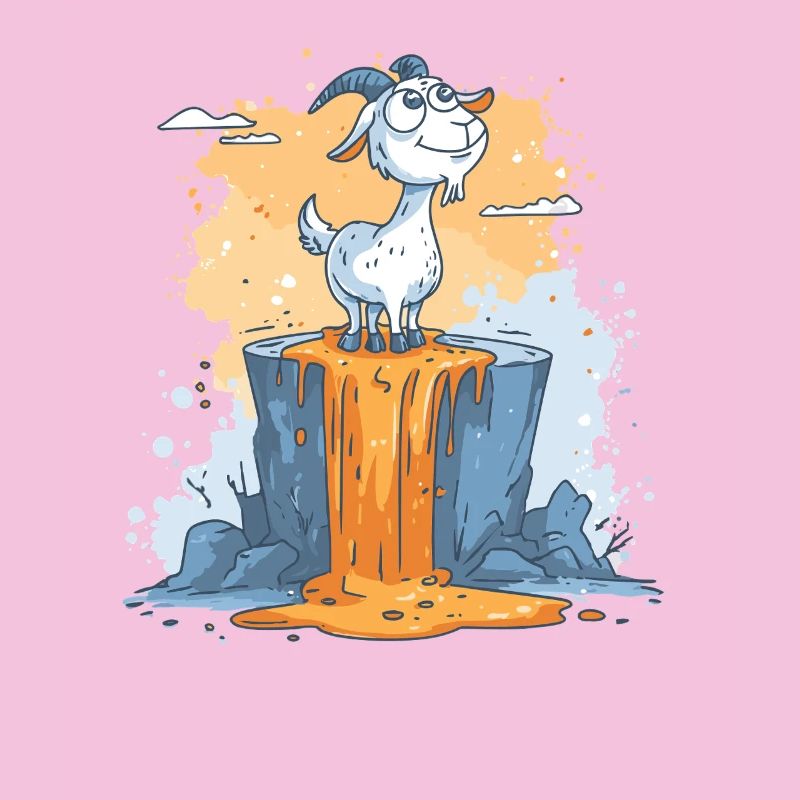 Lava goat on volcanic rock