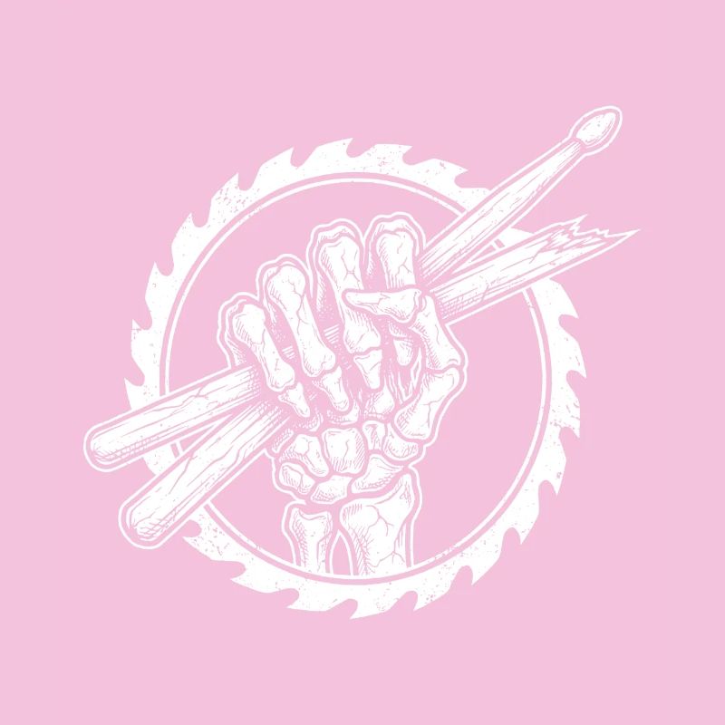 Skelett Hand mit Drumsticks